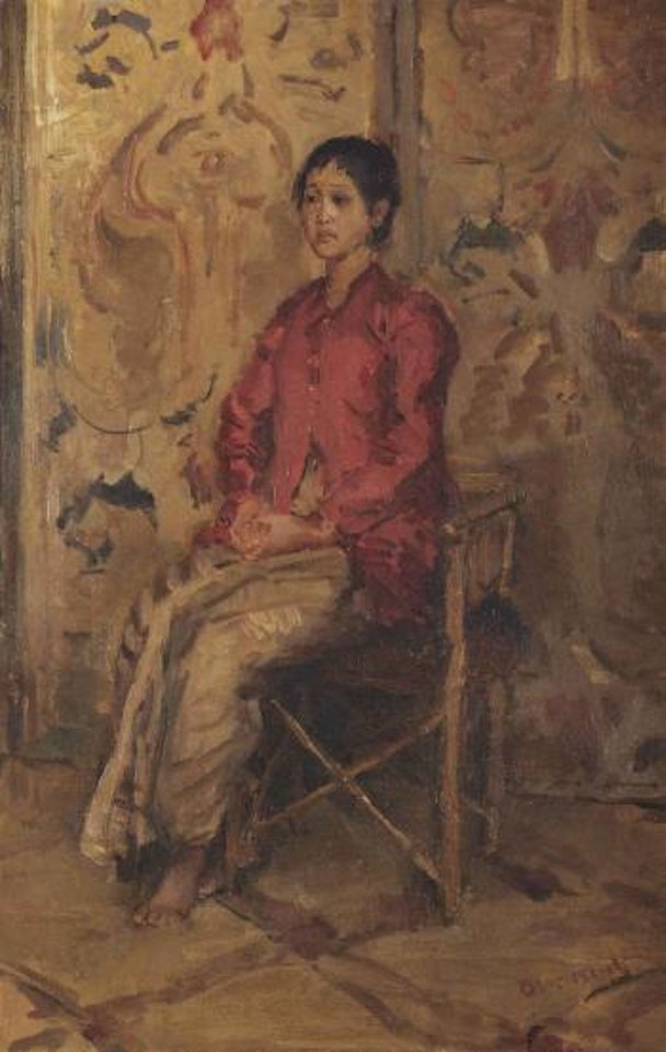 Zittend Javaantje: a Javanese beauty by Isaac Israels