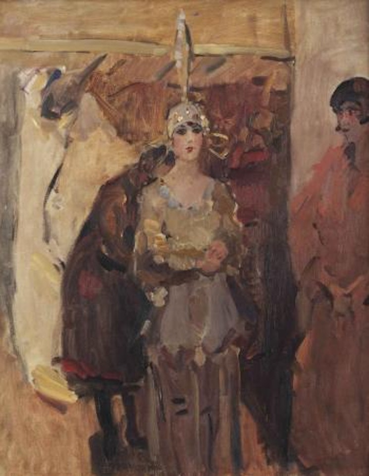 A Revue girl, before a performance at the Scala Theatre, The Hague by Isaac Israels