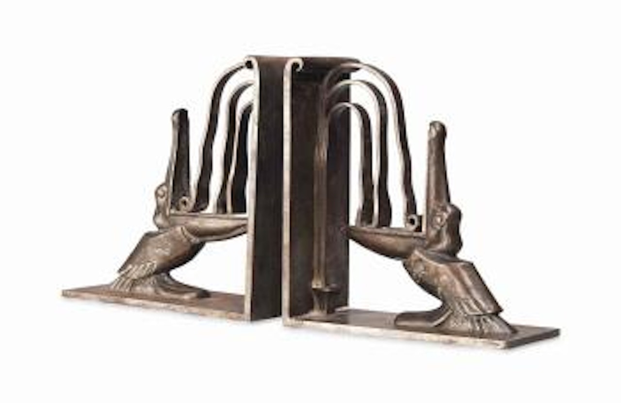 A Pair Of 'Pelican' Bookends by Edgar Brandt