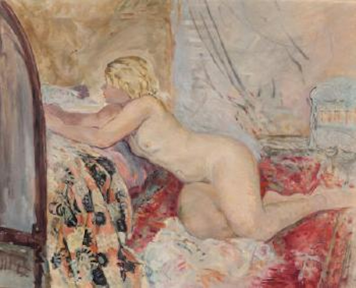 Nu allongé contre un lit by Henri Lebasque