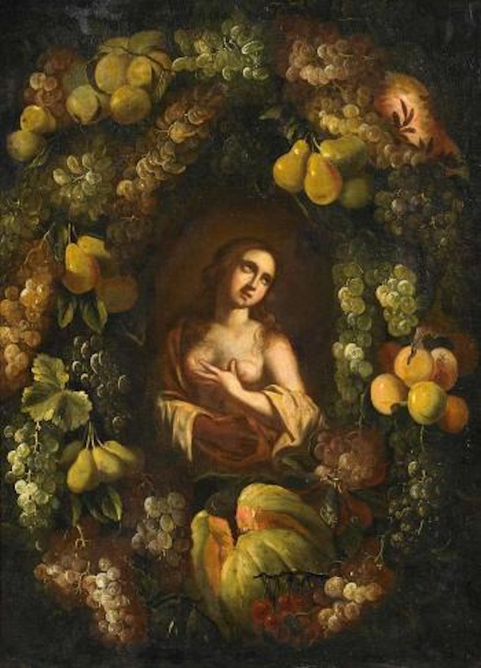 Saint Magdalene Crowned With Fruit Garlands by Italian School