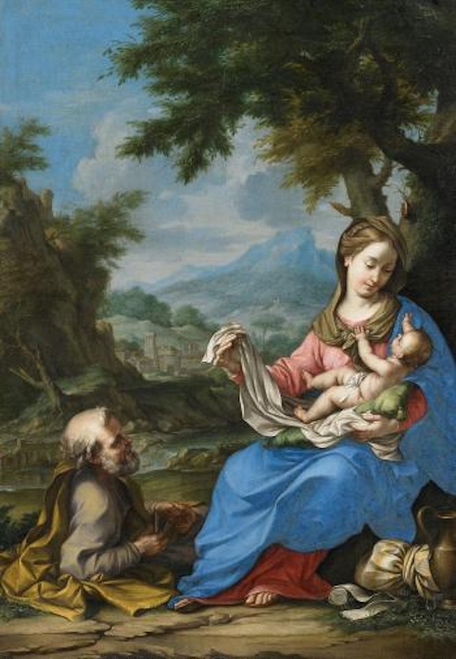 Rest On The Flight To Egypt by Attributed to Carlo Maratta
