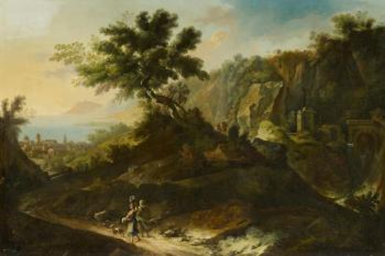 Vast Mountain Landscape Along Italian Coast by Italian School