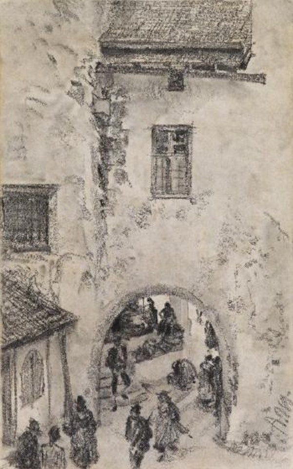 View Of An Old Farm by Adolph Menzel