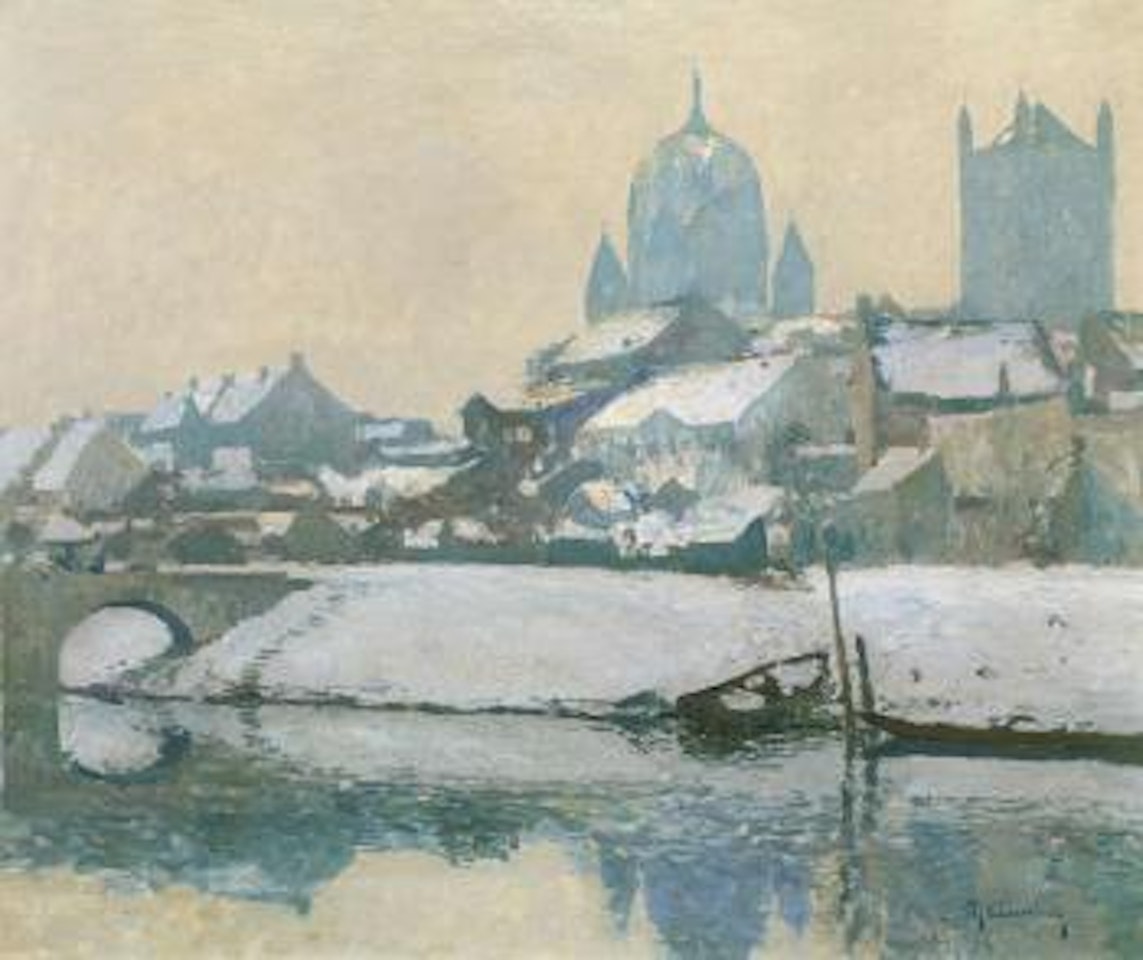 Winter Day By The Rhine Near Neuss by Max Clarenbach