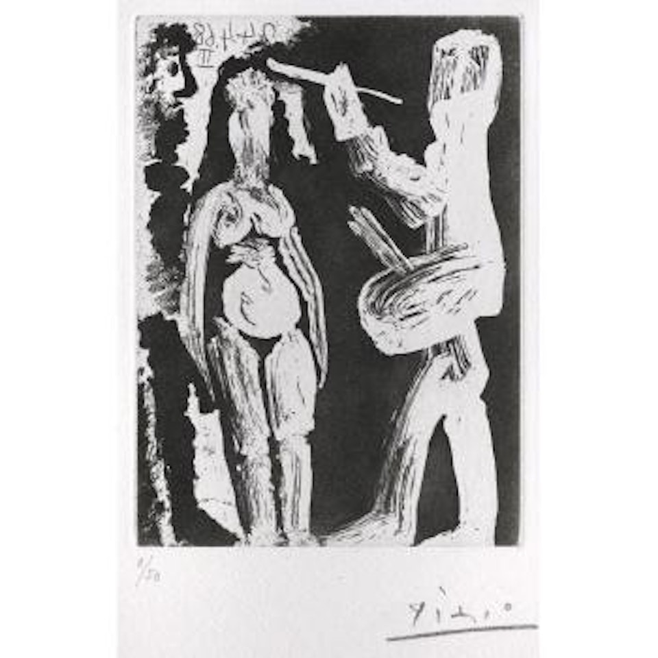 Peintre, ModÃ¨le et Spectateur, pl. 50, from SÃ©ries 347 (B. 1530; Ba. 1546) by Pablo Picasso