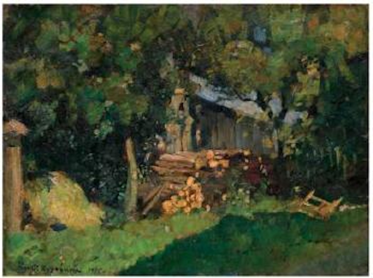 Woodshed by Konstantin Alekseevich Korovin