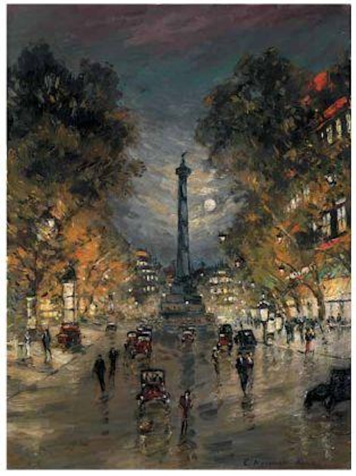 Place de la Bastille at Night by Konstantin Alekseevich Korovin