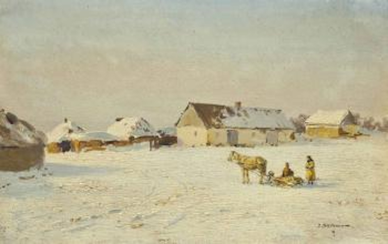 A farm by Nikolskoe (Kherson Governorate), a wintry sunny day by Ivan Pavlovitch Pochitonov