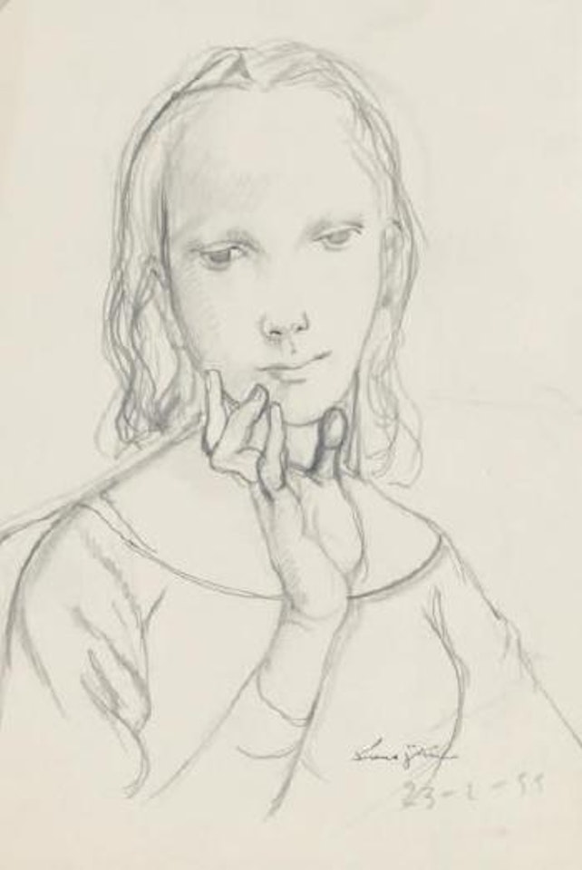 Jeune fille songeuse by Leonard Tsuguharu Foujita