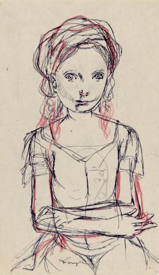 Fillette au fichu les bras croisés by Leonard Tsuguharu Foujita