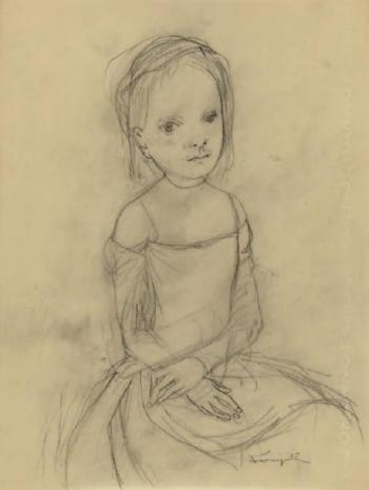 Petite fille assise by Leonard Tsuguharu Foujita
