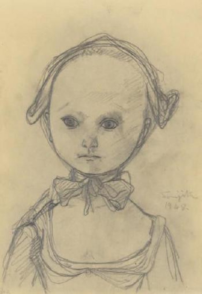 Fillette devant le rideau by Leonard Tsuguharu Foujita