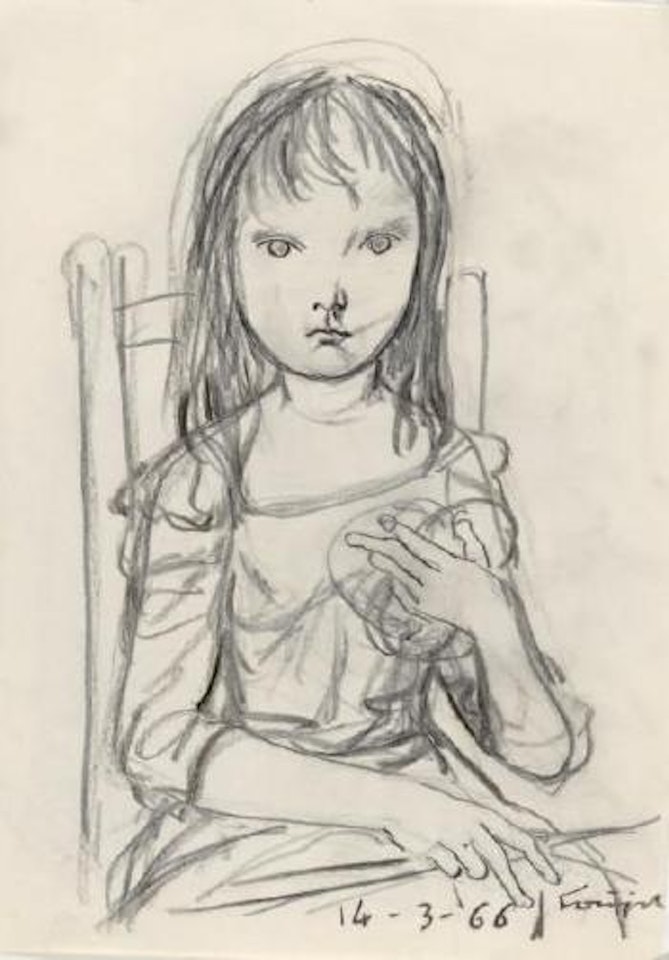 Jeune fille assise by Leonard Tsuguharu Foujita