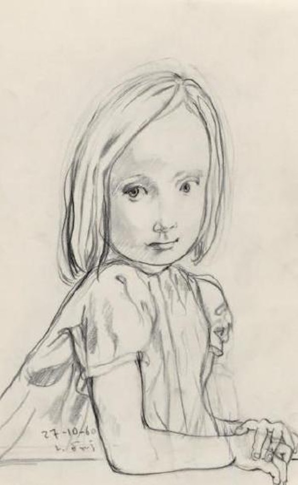 Fillette appuyée sur le muret by Leonard Tsuguharu Foujita