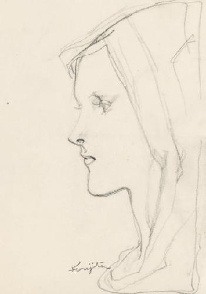 Femme au voile de profil by Leonard Tsuguharu Foujita