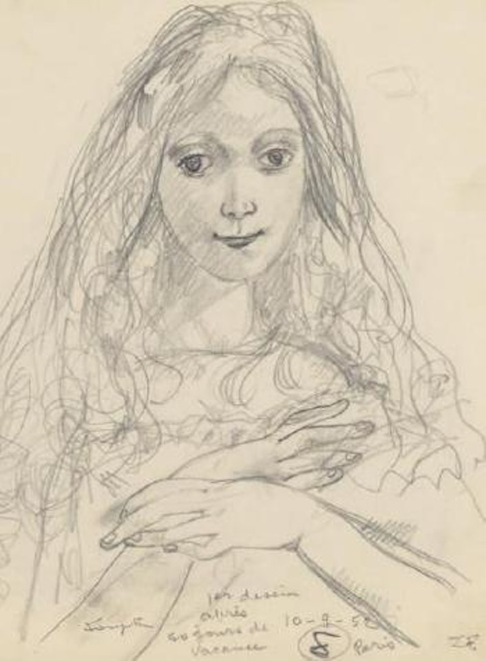Jeune fille les mains croisées by Leonard Tsuguharu Foujita