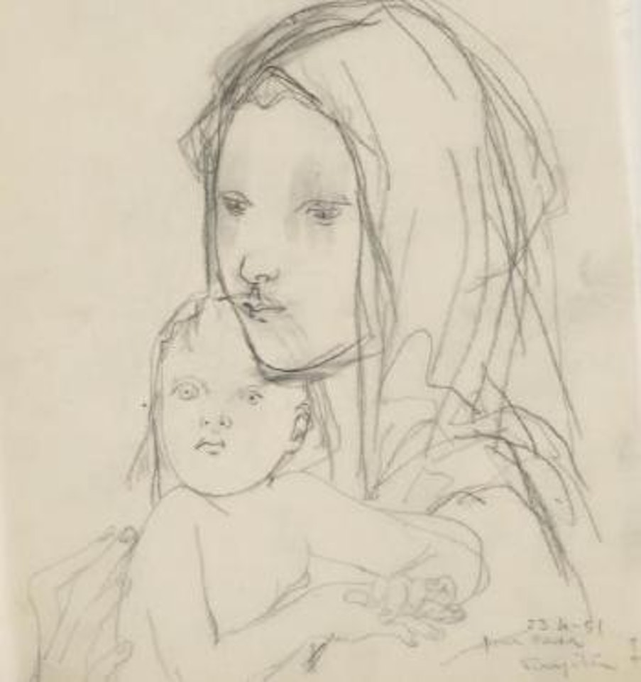 Mère serrant son enfant by Leonard Tsuguharu Foujita