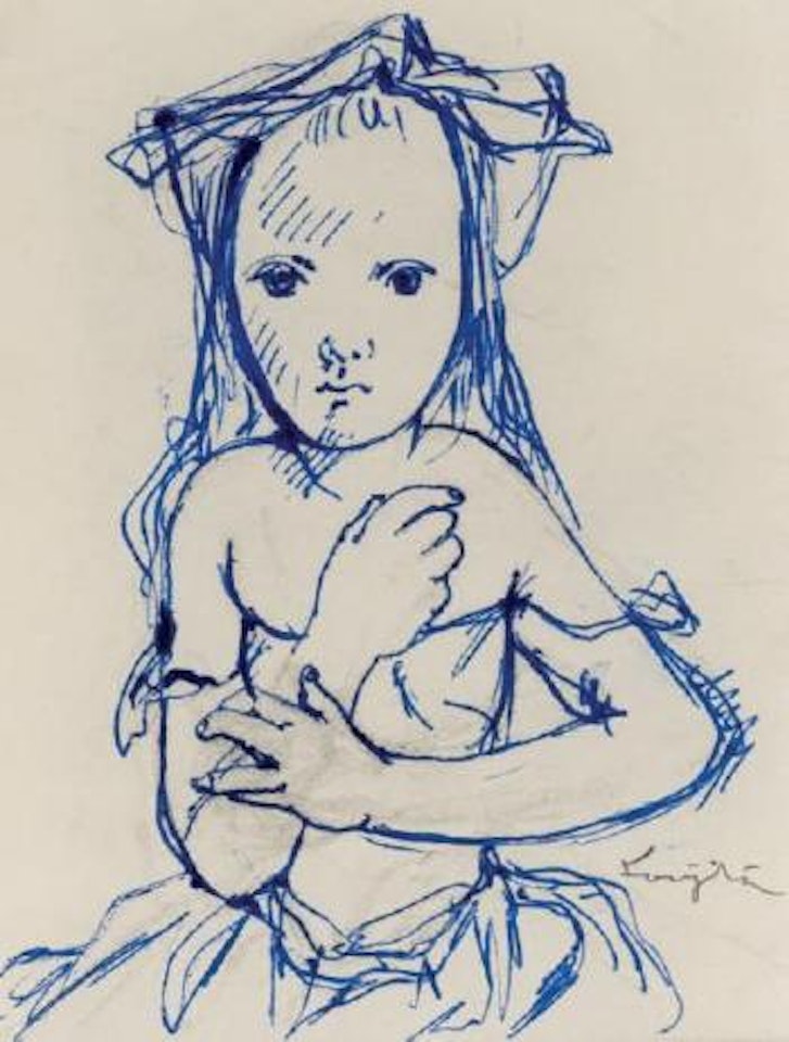 Fillette se caressant le bras by Leonard Tsuguharu Foujita