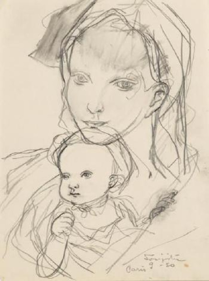 Mère et son petit by Leonard Tsuguharu Foujita