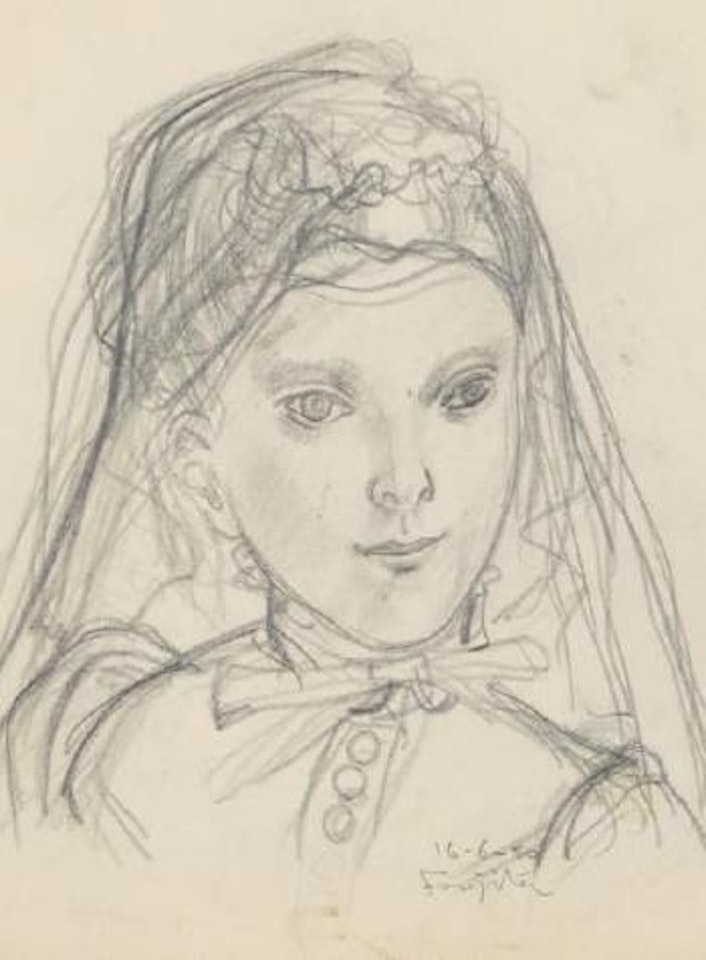 Jeune fille à la mantille by Leonard Tsuguharu Foujita