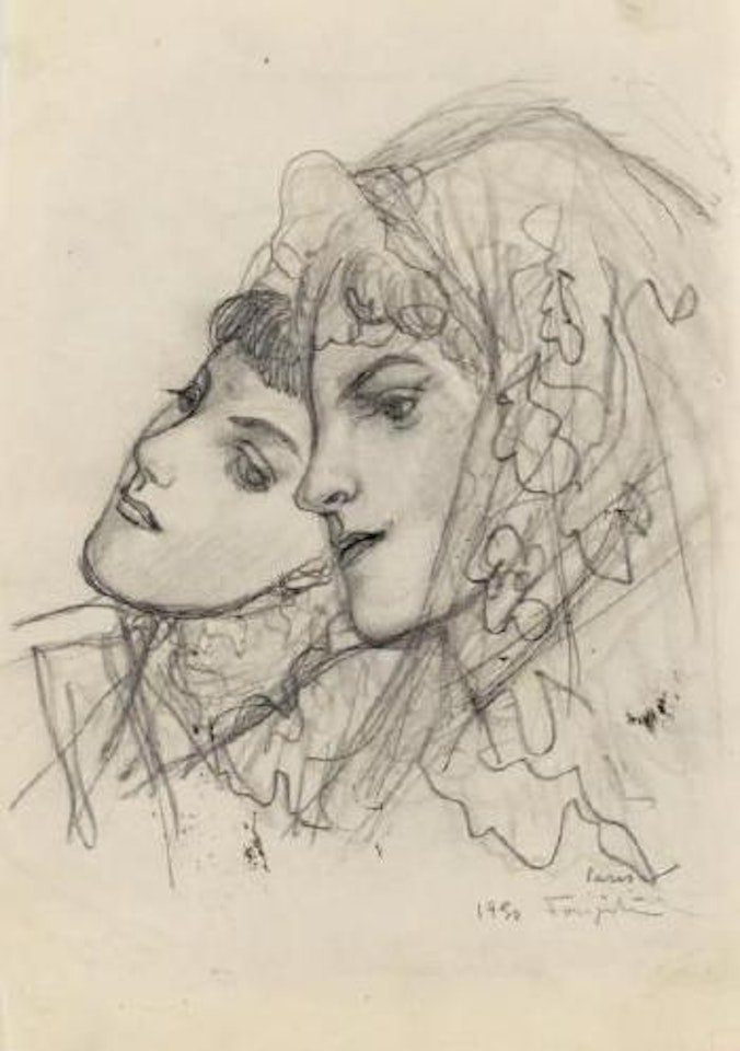 Les deux femmes au voile noire by Leonard Tsuguharu Foujita