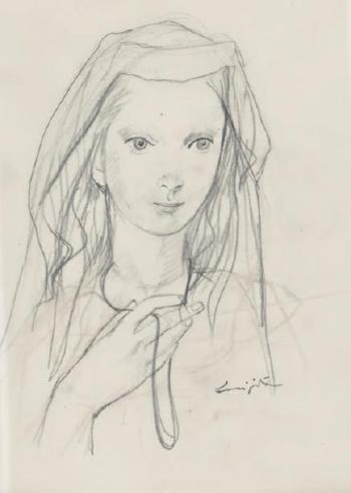 Petite fille jouant avec son collier by Leonard Tsuguharu Foujita