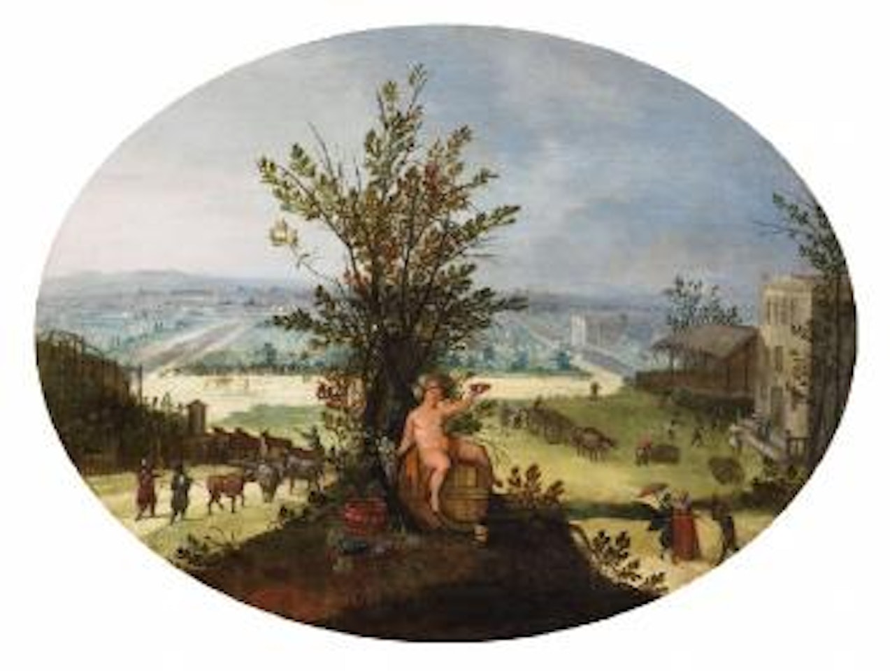 Der Weingott Bacchus Vor Weiter Landschaft by Flemish School