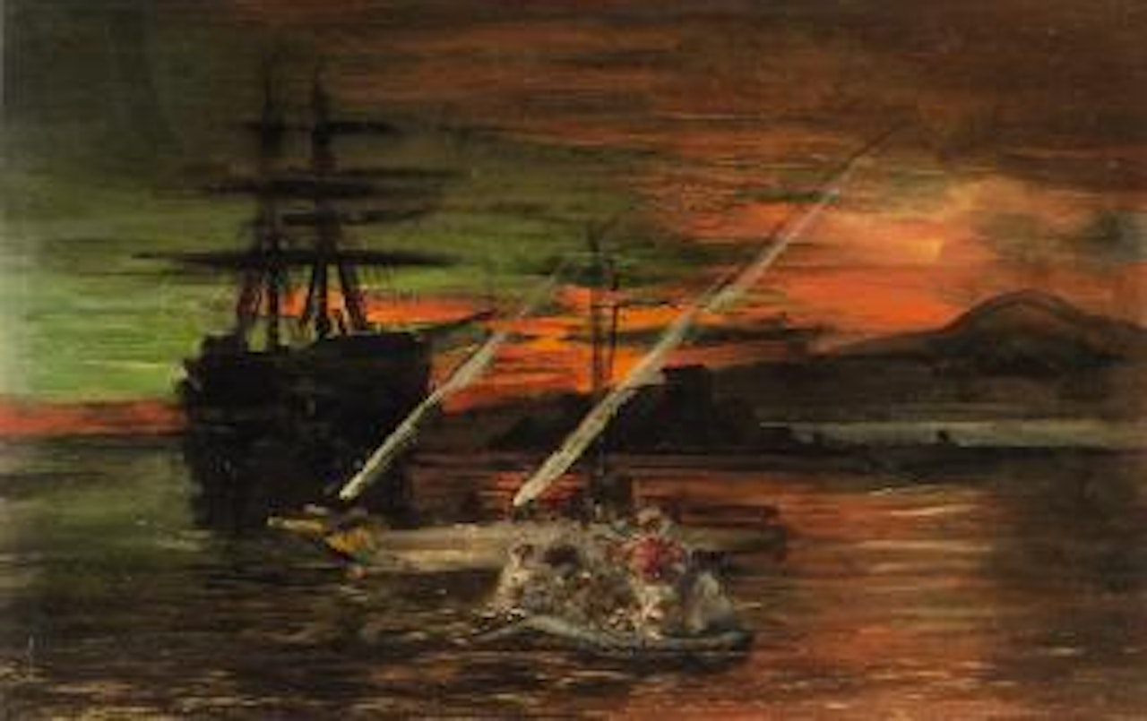 Gespensterschiff Im Golf Von Neapel by Oswald Achenbach