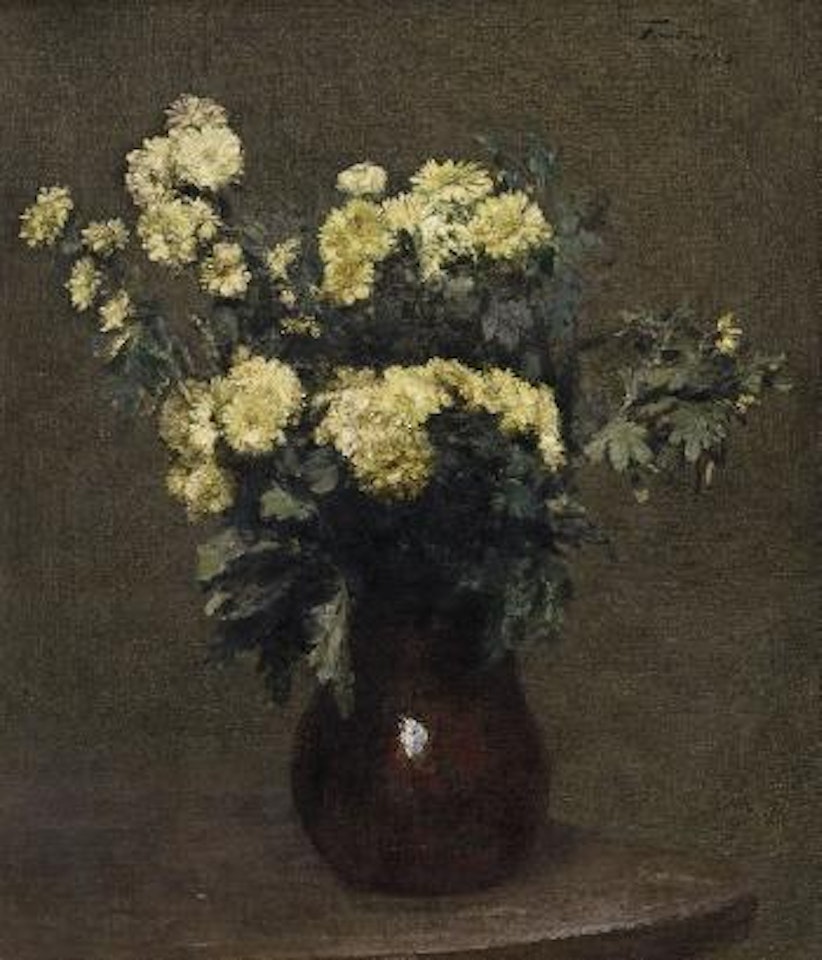 Crysanthemen In Einem Irdenen Krug by Henri Fantin-Latour