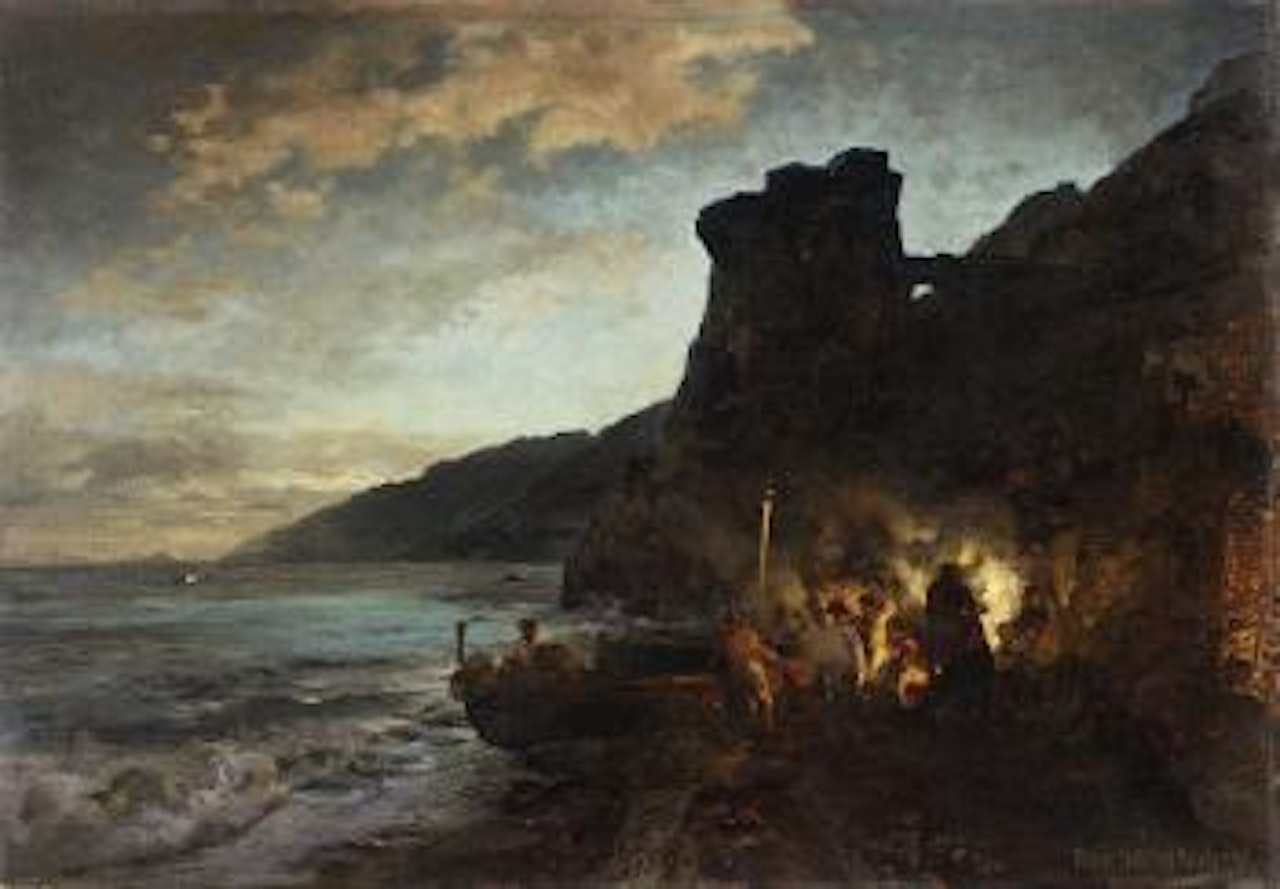 Torre De Asturnu Bei Nacht by Oswald Achenbach