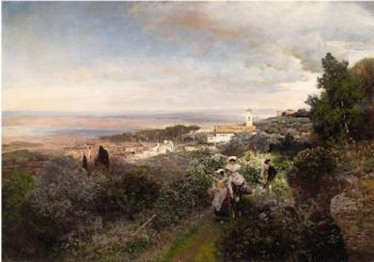 Fussweg Von Ariccia Nach Albano Mit Ausblick Auf Die Römische Campagna by Oswald Achenbach