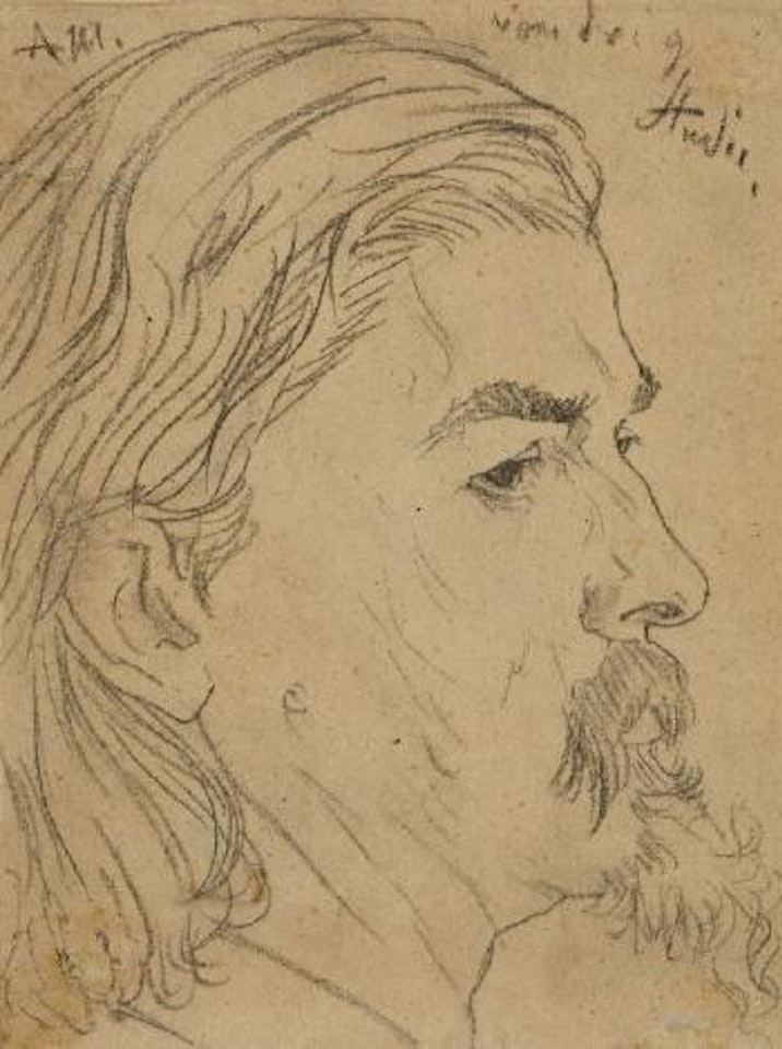 Profil Eines Mannes Mit Bart by Adolph Menzel