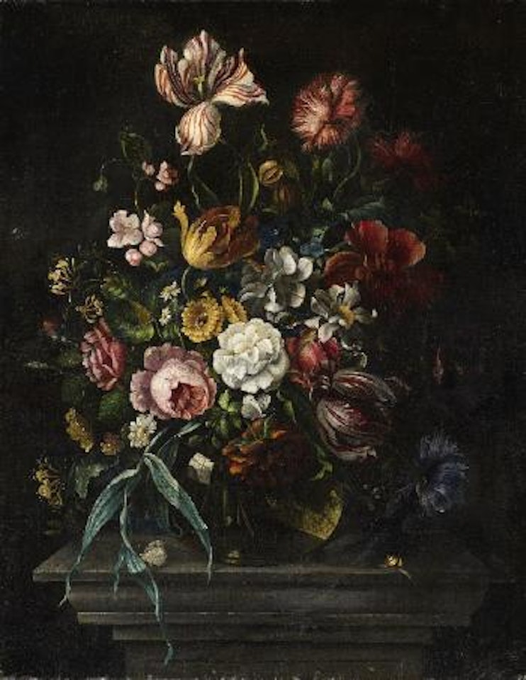Blumenstillleben Auf Einem Postament by Italian School