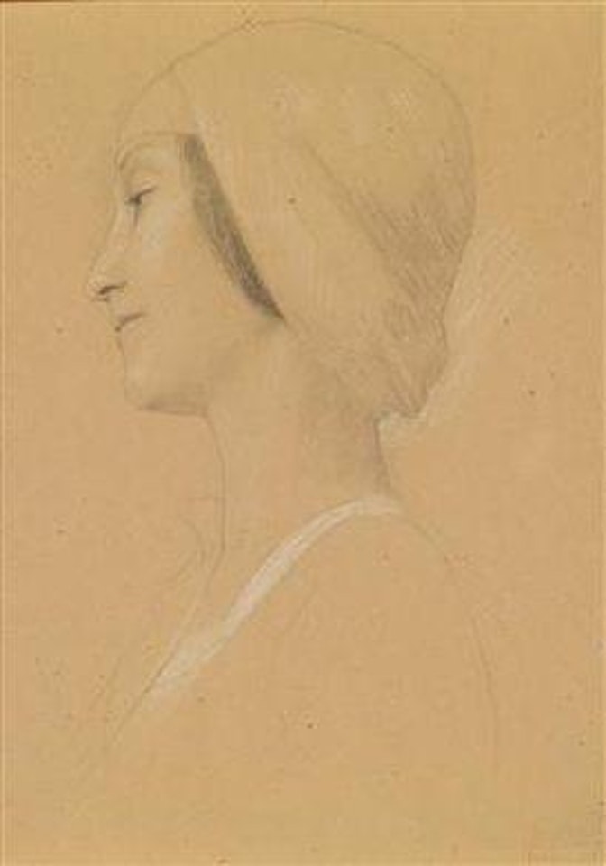 Portrait of a girl in profile, study for the painting by Gustav Klimt