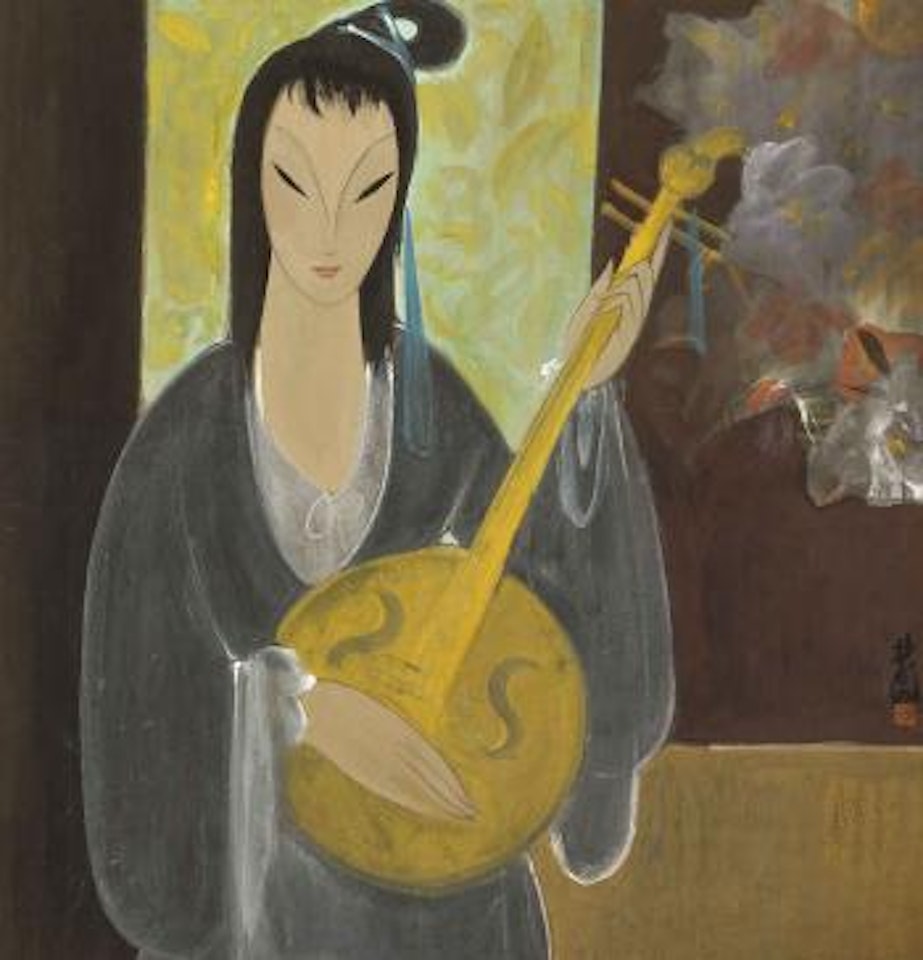 Lady Playing Yueqin by Lin Fengmian