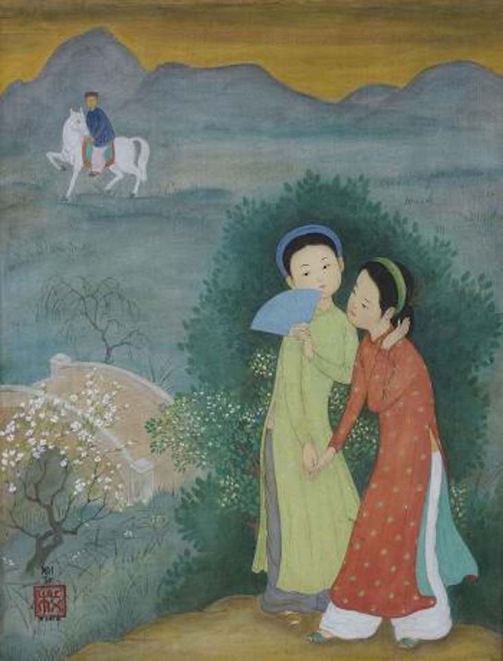 Two Girls in a Landscape by Mai Trung Thu