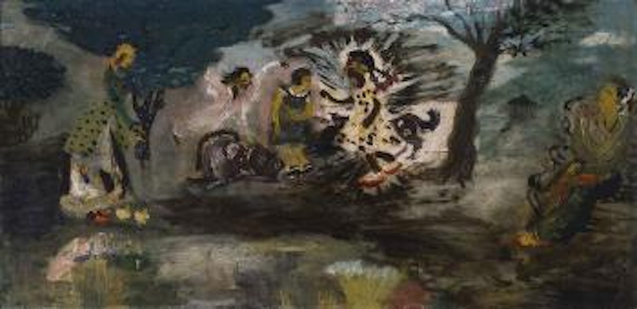 Anak-anak bermain dibawah pohon (Children Playing under the tree) by Sindutomo Sudjojono