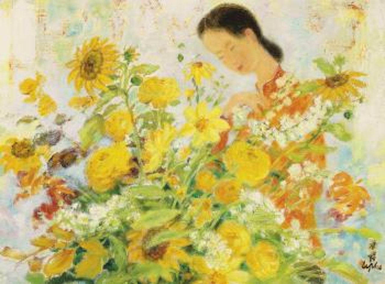 La Femme au bouquet de fleur (Young Girl with a Bouquet of Flowers) by Le Pho