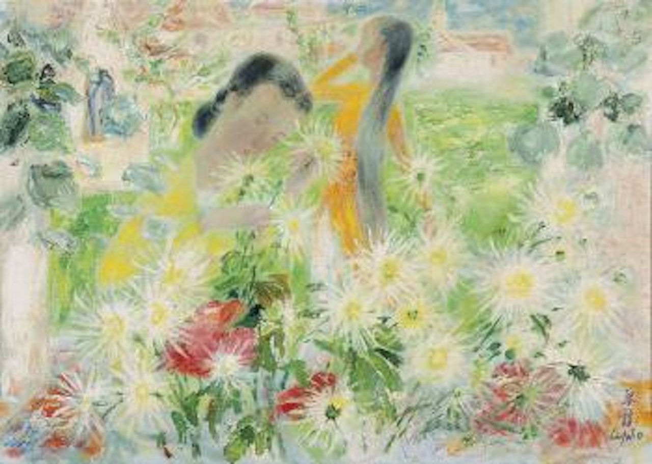 Deux Femmes dans le Jardin Fleuri (Two Girls in the Flower Garden) by Le Pho