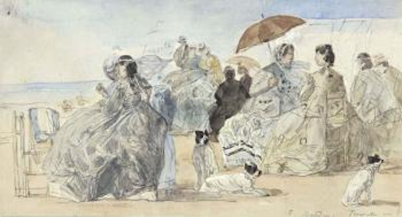 Crinolines sur la plage de Trouville by Eugène Boudin