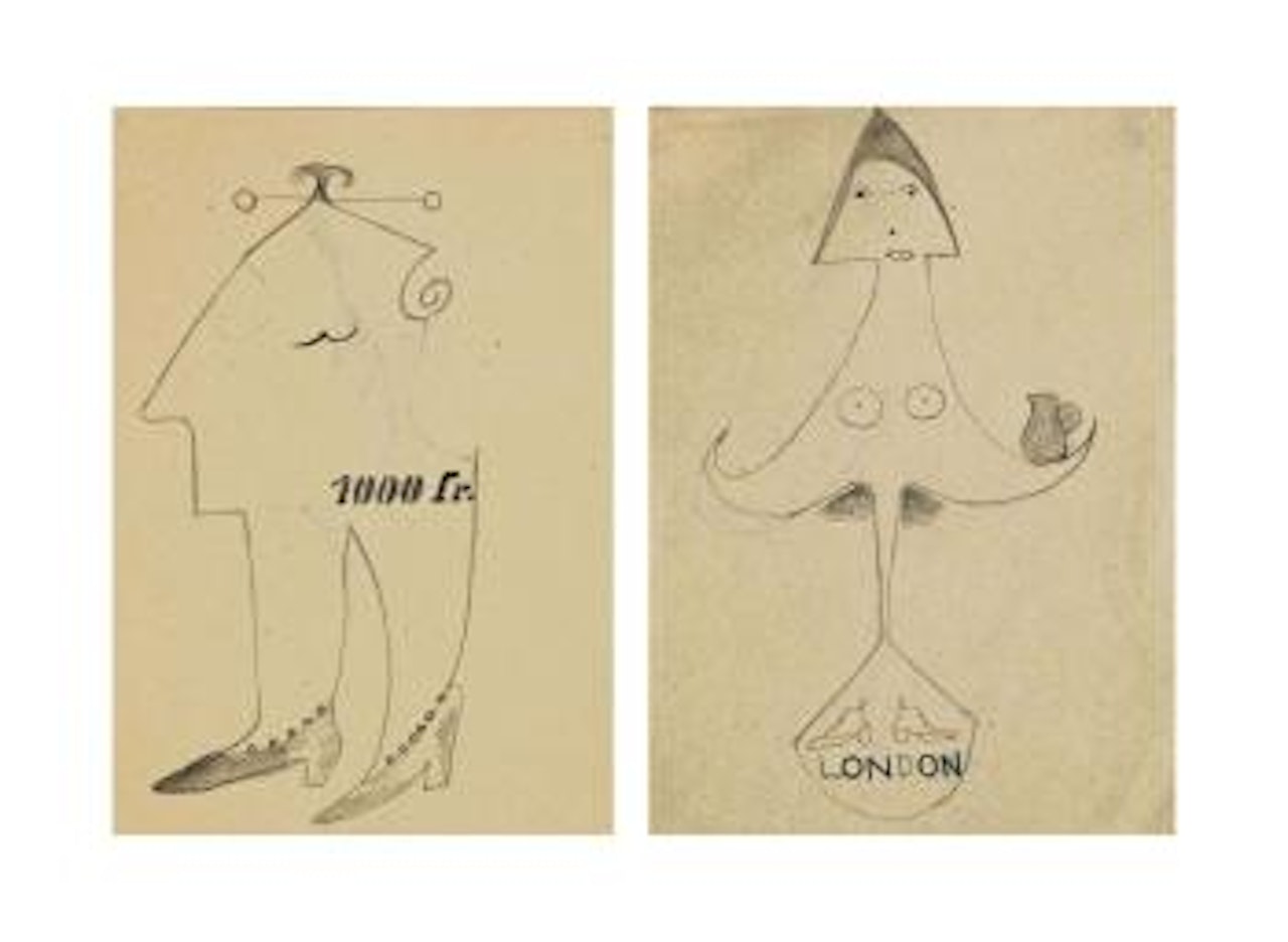 1) 1000 fr.; 2) London by Victor Brauner