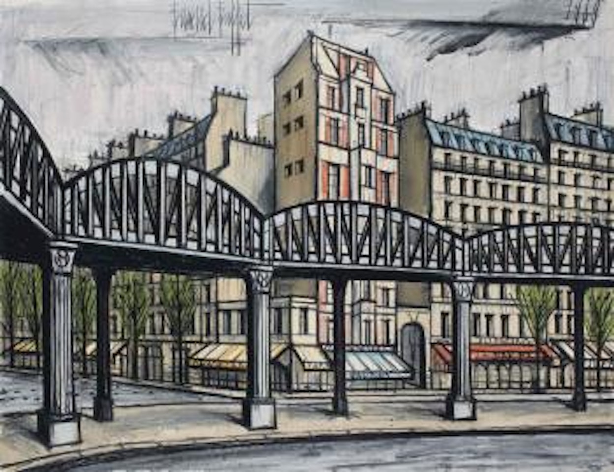 Le métro aérien et le boulevard Rochechouart, métro Jaurès by Bernard Buffet
