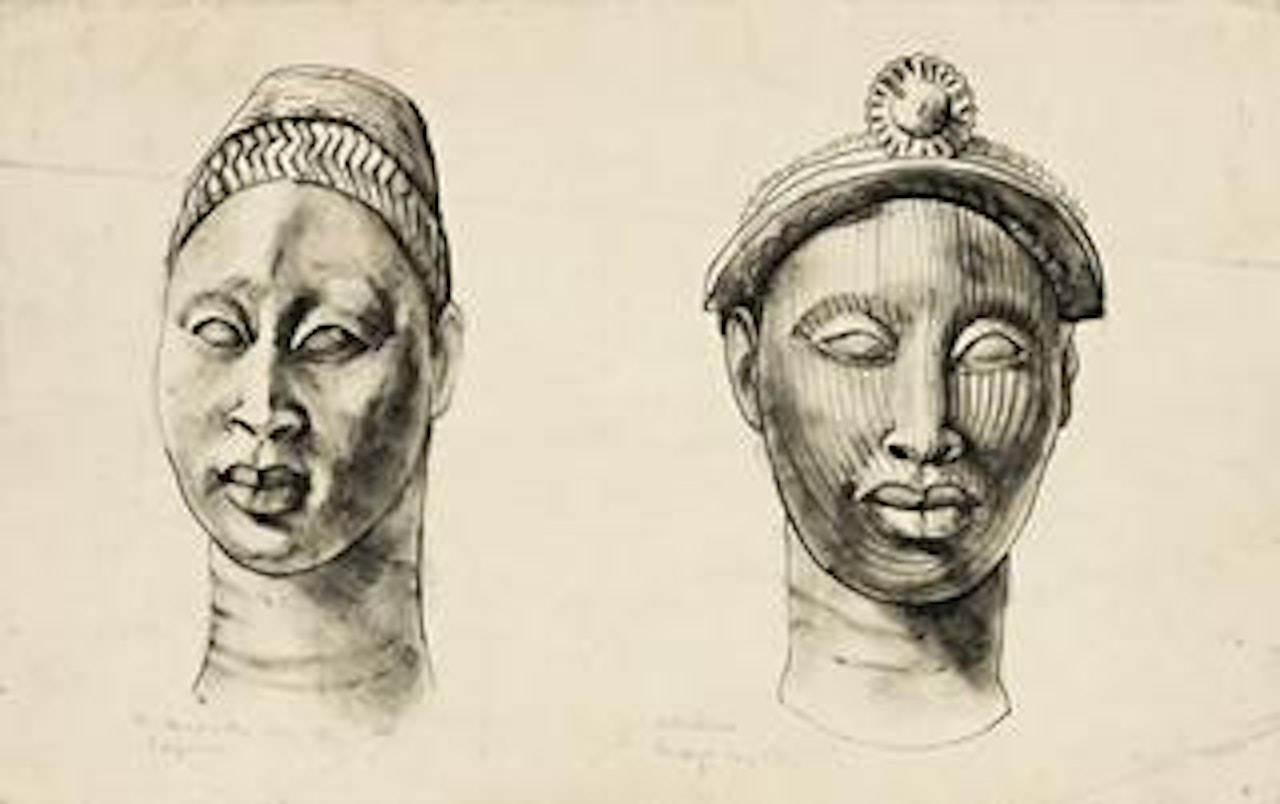 Head Studies From Sculpture, Nigeria by Donald Stuart Leslie Friend