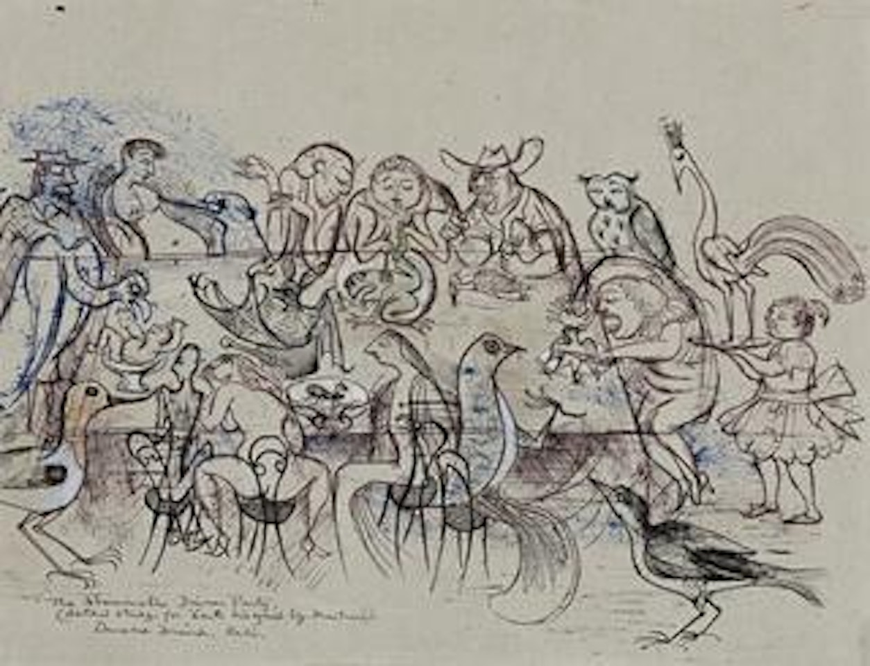 The abominable dinner party (study for 'earth imagined by martians') by Donald Stuart Leslie Friend