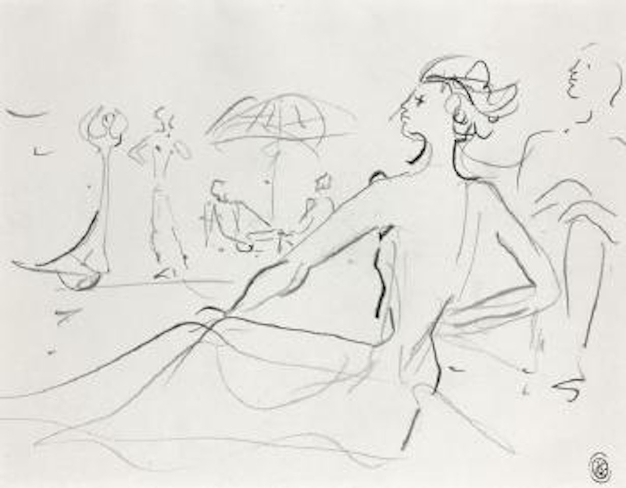 Élégante sur la plage by Jean Cocteau