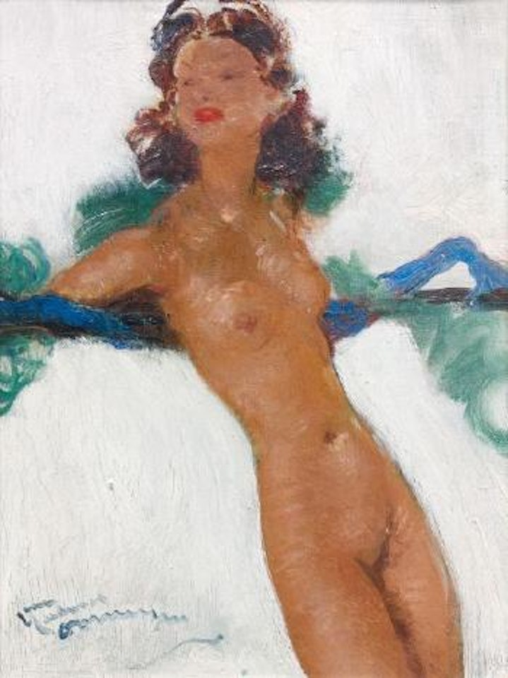La vamp aux cheveux noirs by Jean Gabriel Domergue