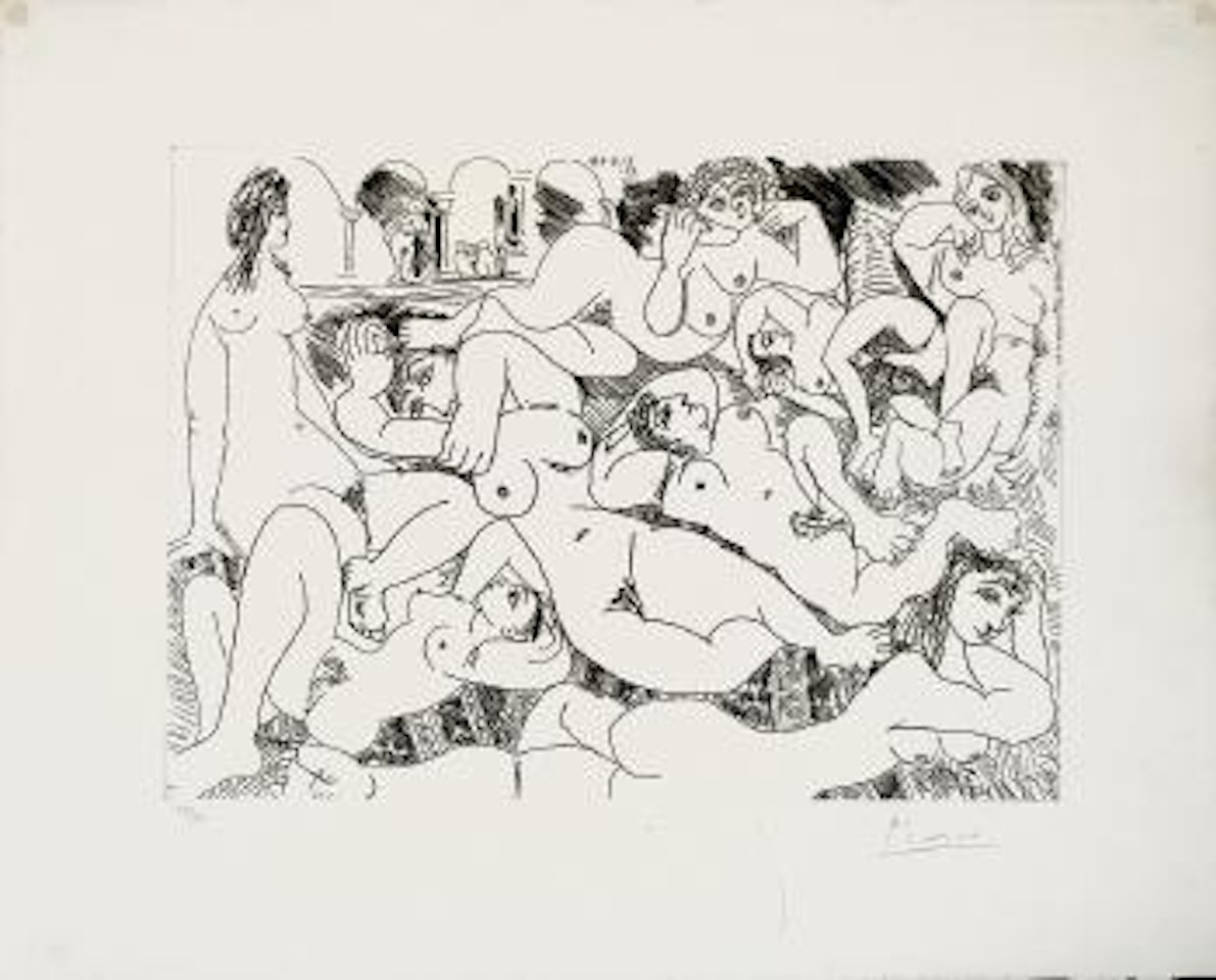 Clin d'œil au bain turc: femmes prenant le soleil à piscine (347) by Pablo Picasso