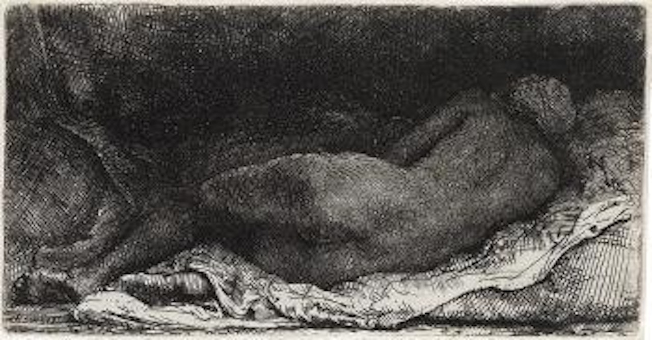 Negress lying down by Attributed to Rembrandt Harmensz van Rijn
