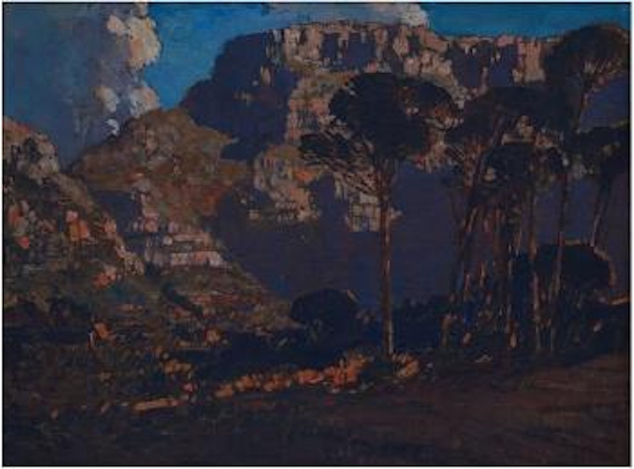 Tall pines, Table Mountain beyond by Robert Gwelo Goodman